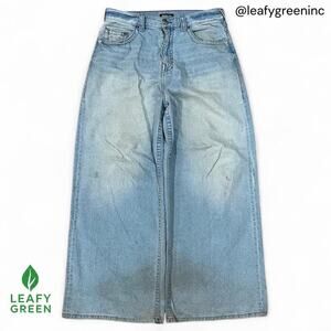 True Religion Light Wash Wide Leg Baggy Jeans us sz 34x30 Flared Horseshoe Ultra
